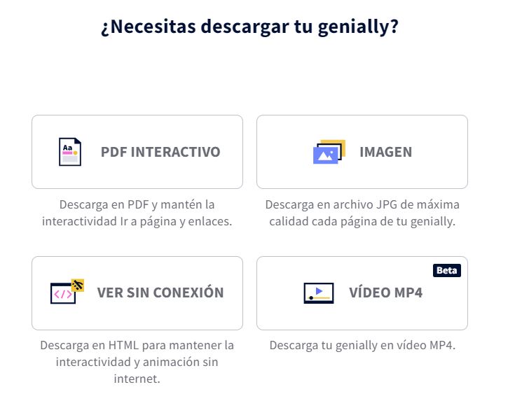 Formatos para descargar el Genially ya creado